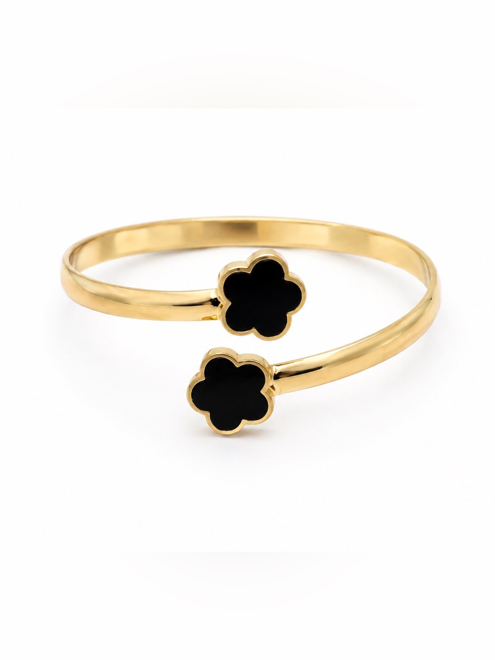 Gold and Black flower cuff bracelet